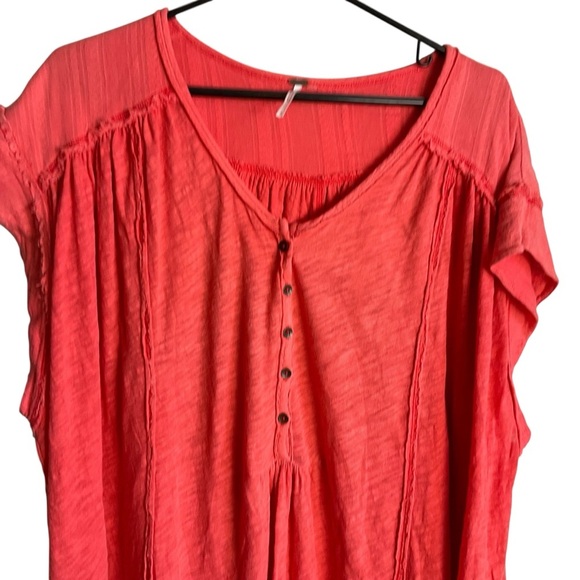 Free People Coral Boho Tunic Top Linen Blend Size S - Picture 3 of 8